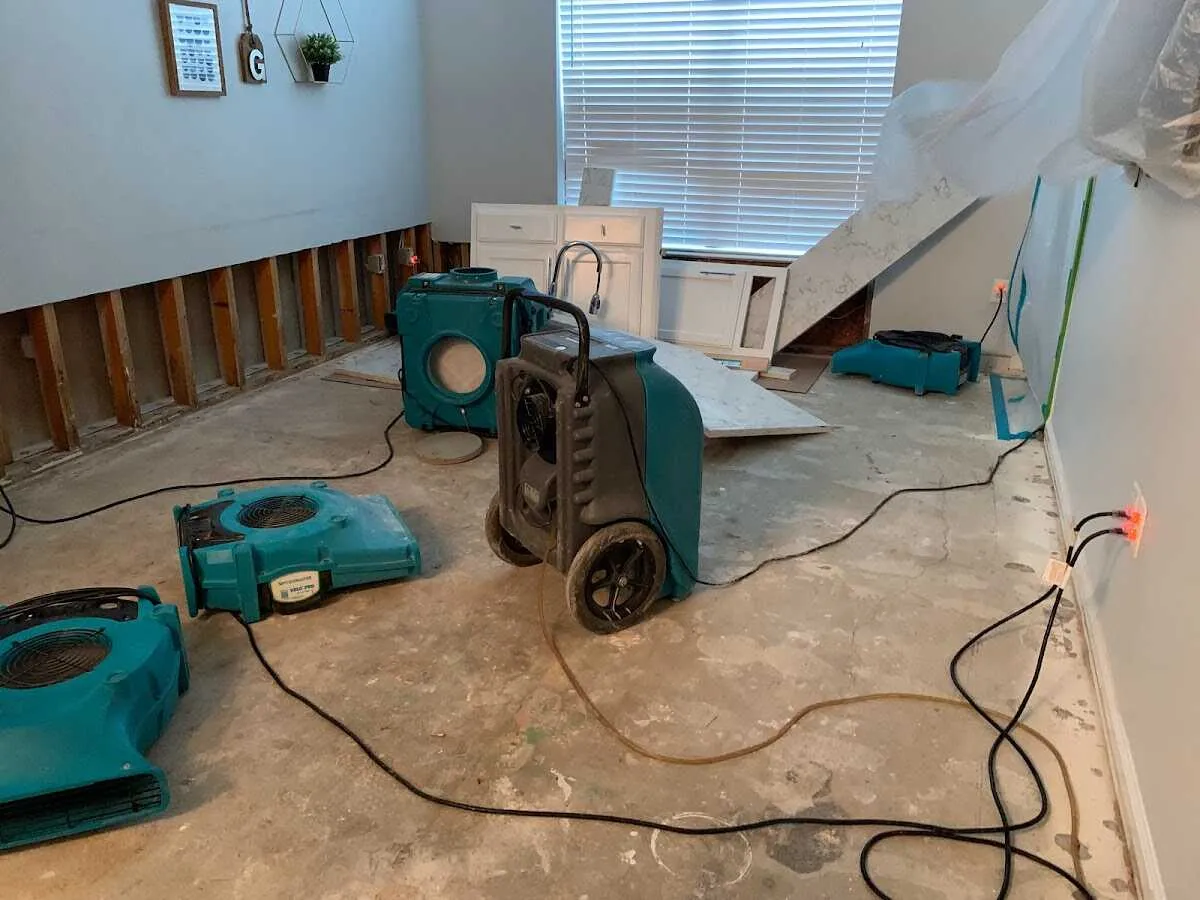 Dehumidifier in flood-cut room for Water Extraction & Removal in Rockaway